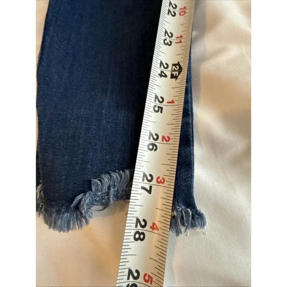 Vibrant Miu Womens Jeans Size 31 Blue Denim Stretch Distressed Mid Rise Skinny